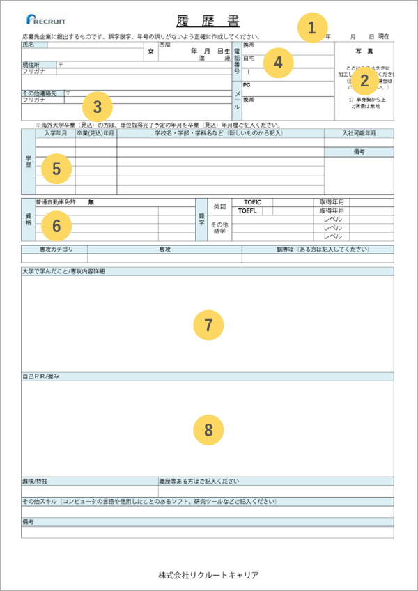 リクナビ就職エージェント 就活ノウハウ 履歴書の書き方