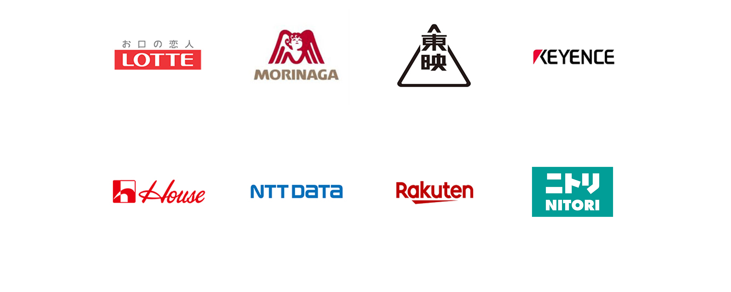 LOTTE MORINAGA 東映 KEYENCE House NTT DATA Rakuten ニトリ