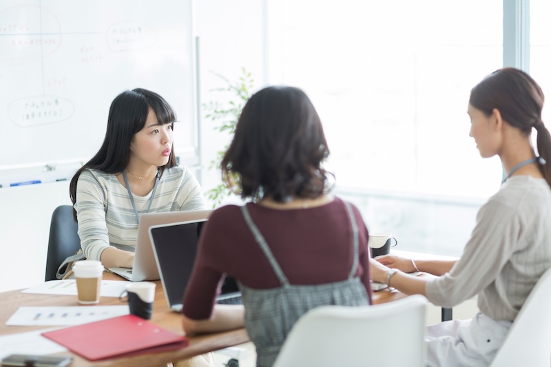 自己分析について話している学生たち