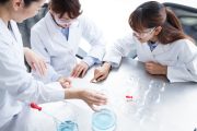 実験をする学生たち